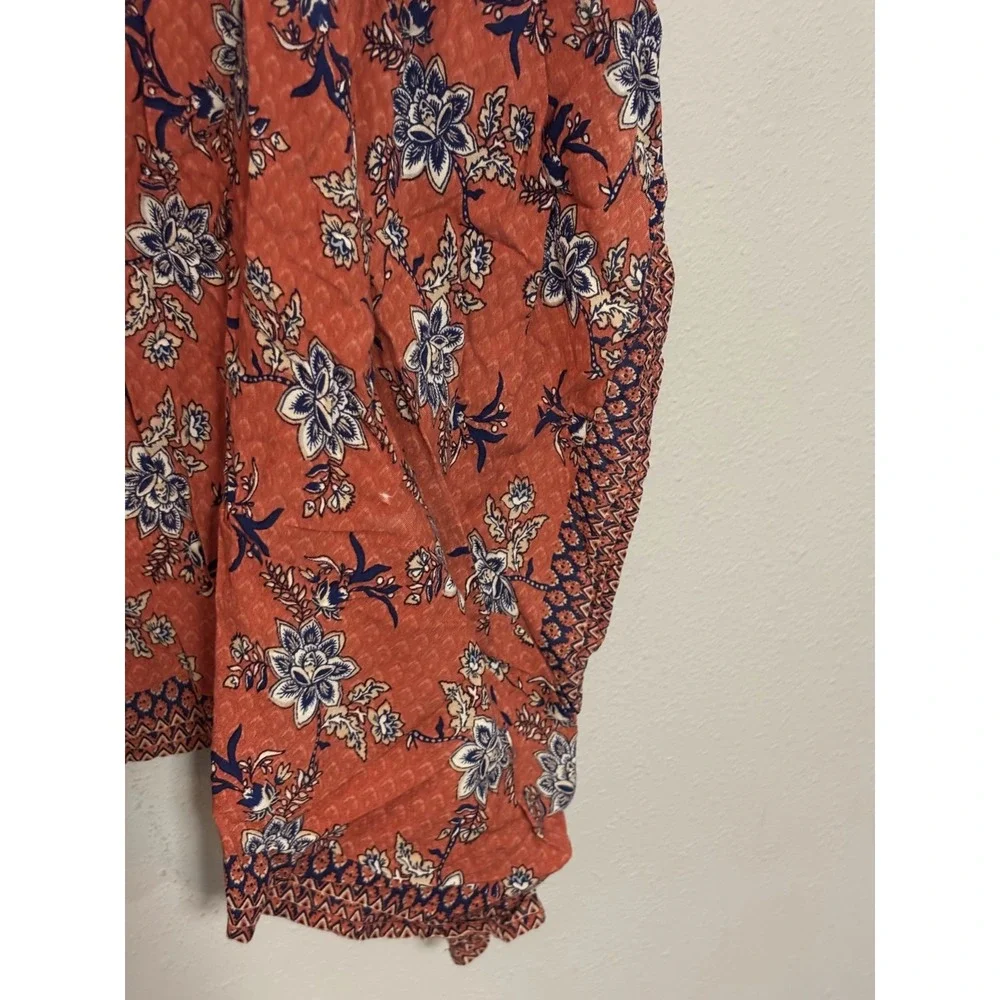 Japna Cover Up kimono Women's Size One-Size Coral Open Front Floral Pattern - Picture 10 of 11